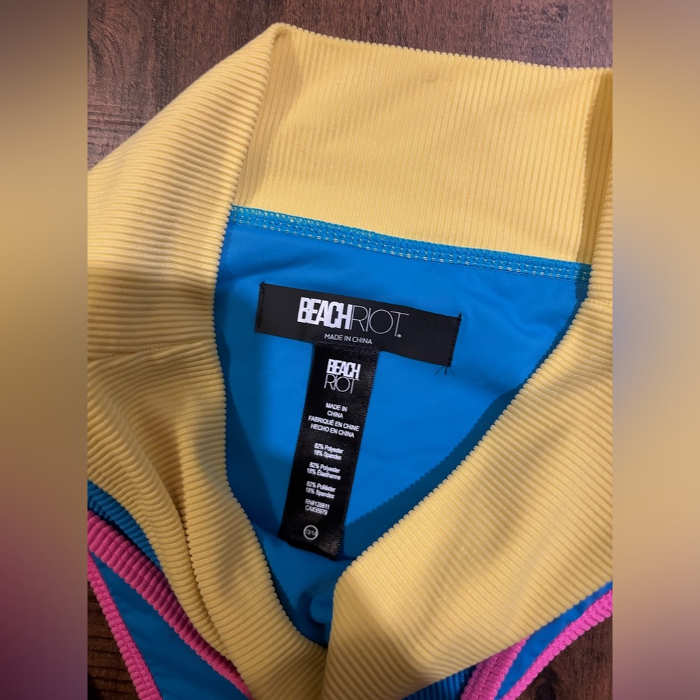 Beach Riot Blue, Pink & Yellow Ribbed Bikini Set - Picture 6 of 8